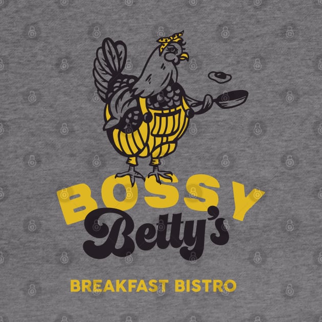 Bossy Betty's Breakfast Bistro. Cool Chicken Cooking Eggs Art by The Whiskey Ginger